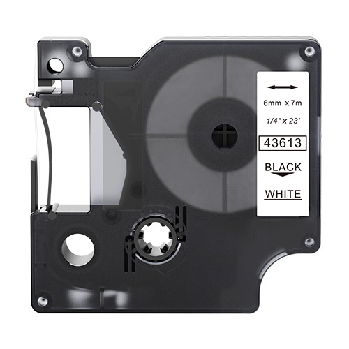 Zamiennik taśmy Dymo D1 43613 – czarny nadruk na białym tle, 6 mm