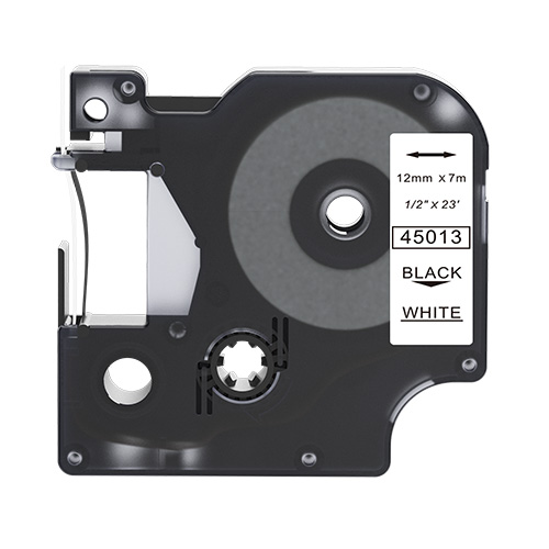 Zamiennik taśmy Dymo D1 45013 – czarny nadruk na białym tle, 12 mm