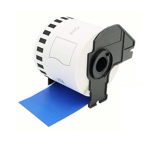Zamienne etykiety Brother DK-22205, niebieskie, 62 mm x 30,48 m, klej trwały, z uchwytem