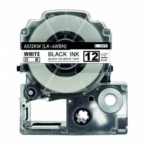 Zamiennik taśmy Epson LK-4WBN – czarny nadruk na białym tle, 12 mm